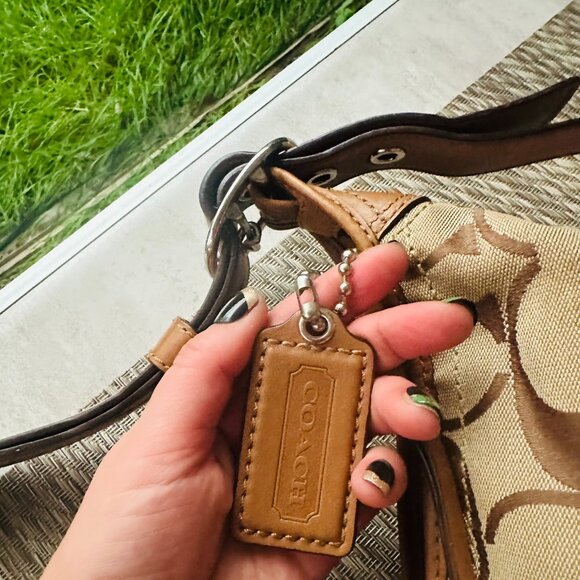 Coach Signature Rugby Duffle with Pink Stripe in Khaki - Picture 6 of 12